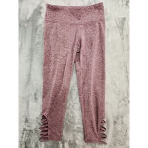 Threads 4 Thought Leggings Womens XS Burgundy Pull On Lattice Hem Capri Workout